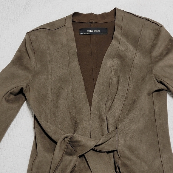 ZARA Faux Suede Front Tie Jacket - Picture 7 of 10